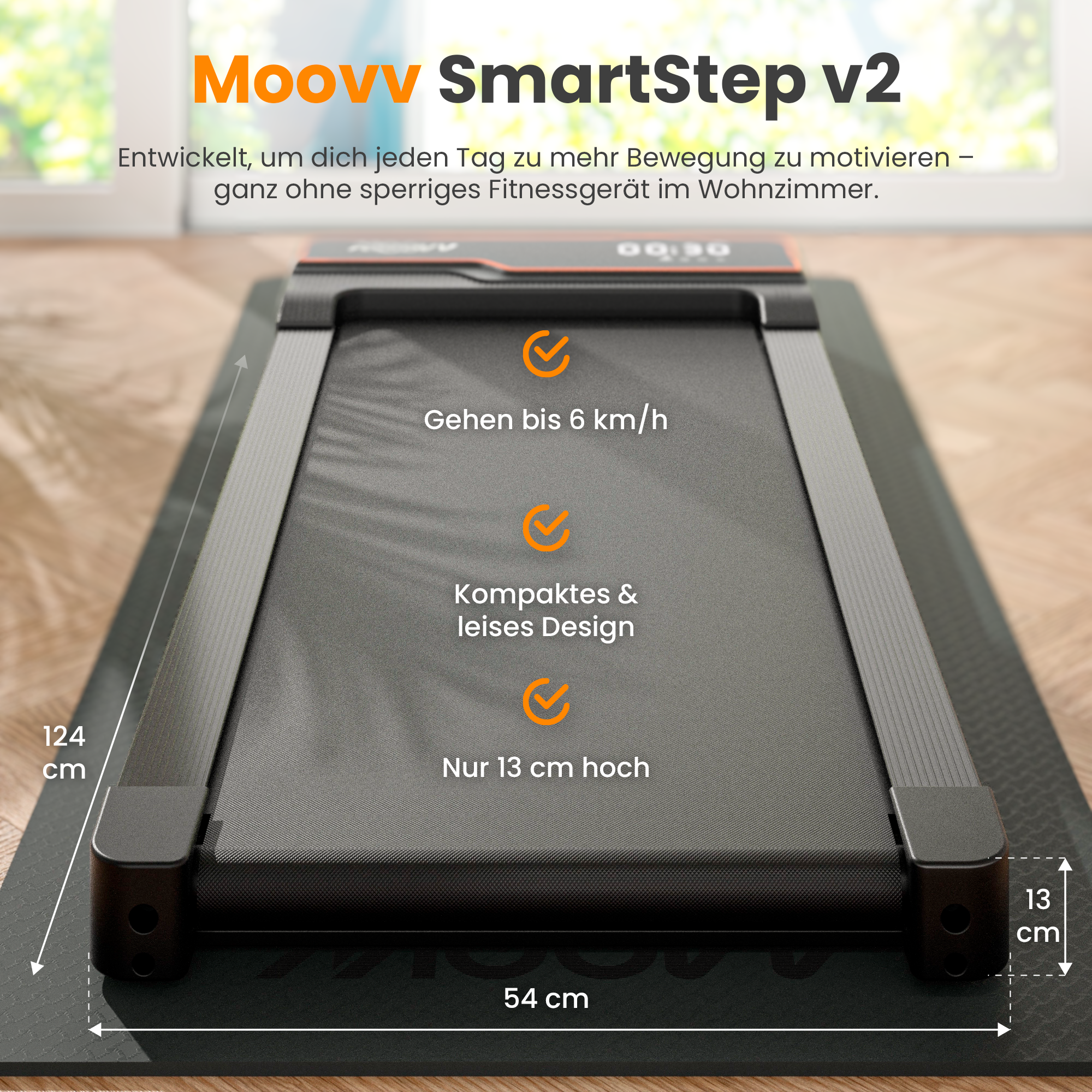 Moovv SmartStep v2 - Walking Pad / kleines Laufband, 1–6 km/h