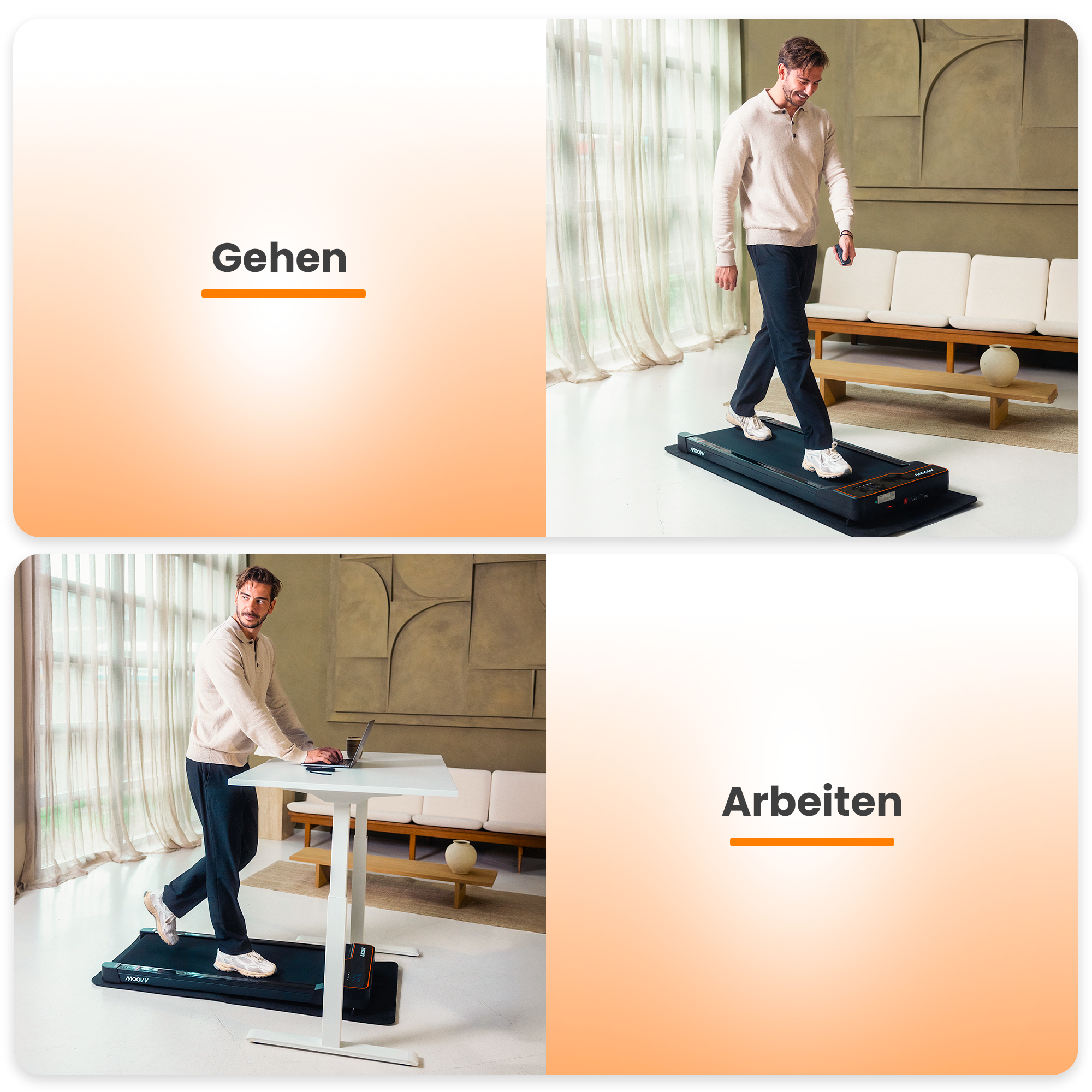 Moovv SmartStep v2 - Walking Pad / kleines Laufband, 1–6 km/h