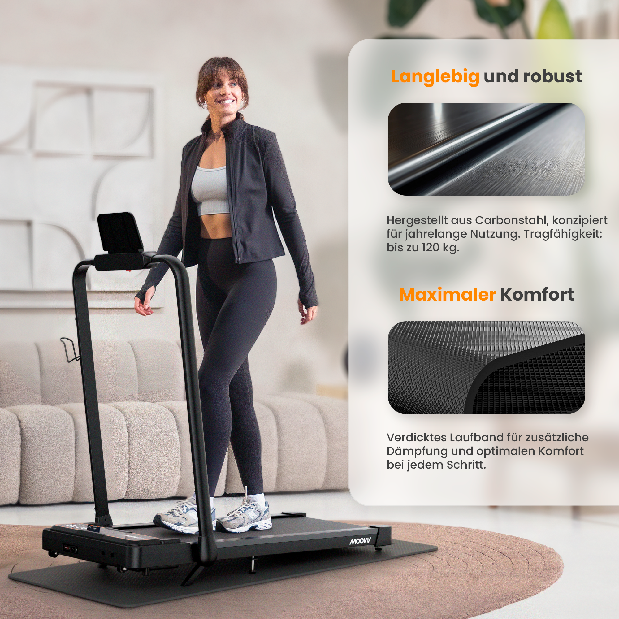 Moovv SmartStep Pro v3 Incline - Laufband mit Steigung (6 %), 1–12 km/h