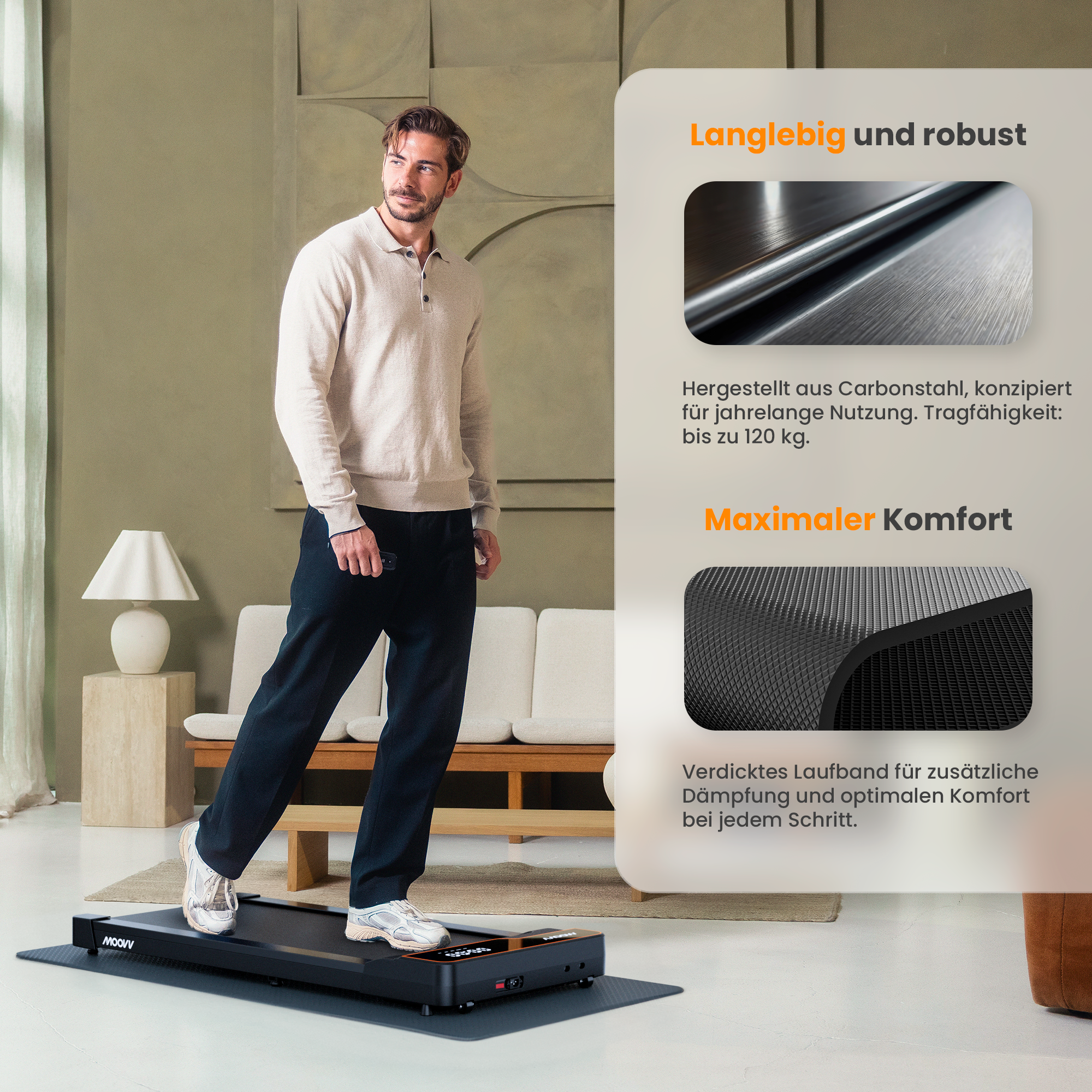 Moovv SmartStep v2 - Walking Pad / kleines Laufband, 1–6 km/h