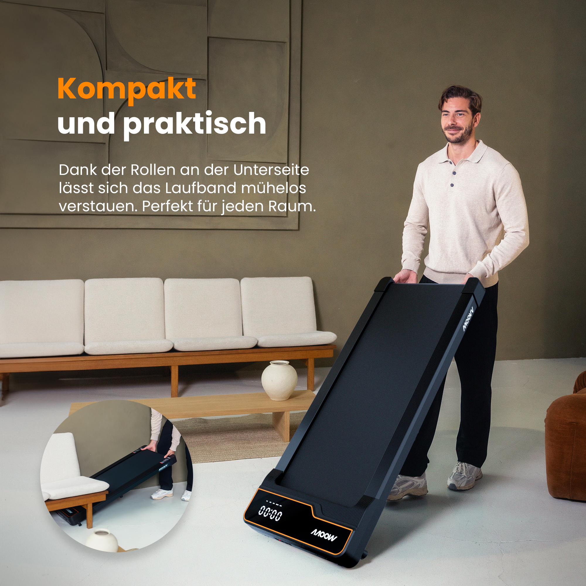 Moovv SmartStep v2 - Walking Pad / kleines Laufband, 1–6 km/h