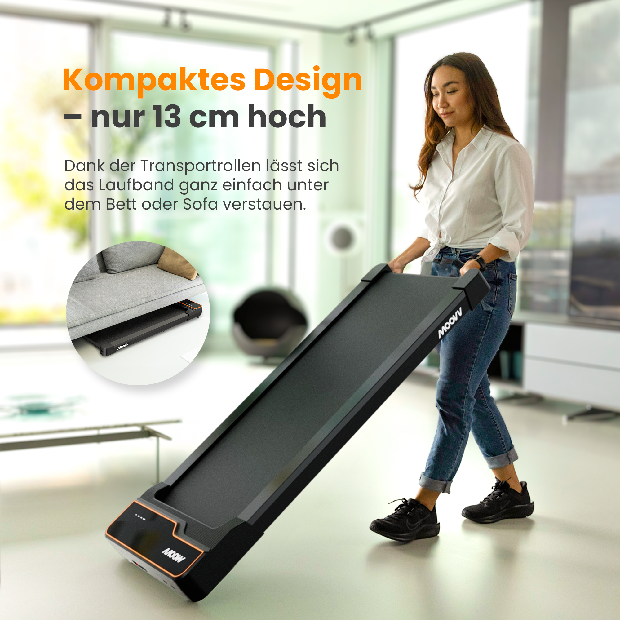 Moovv SmartStep v2 - Walking Pad / kleines Laufband, 1–6 km/h