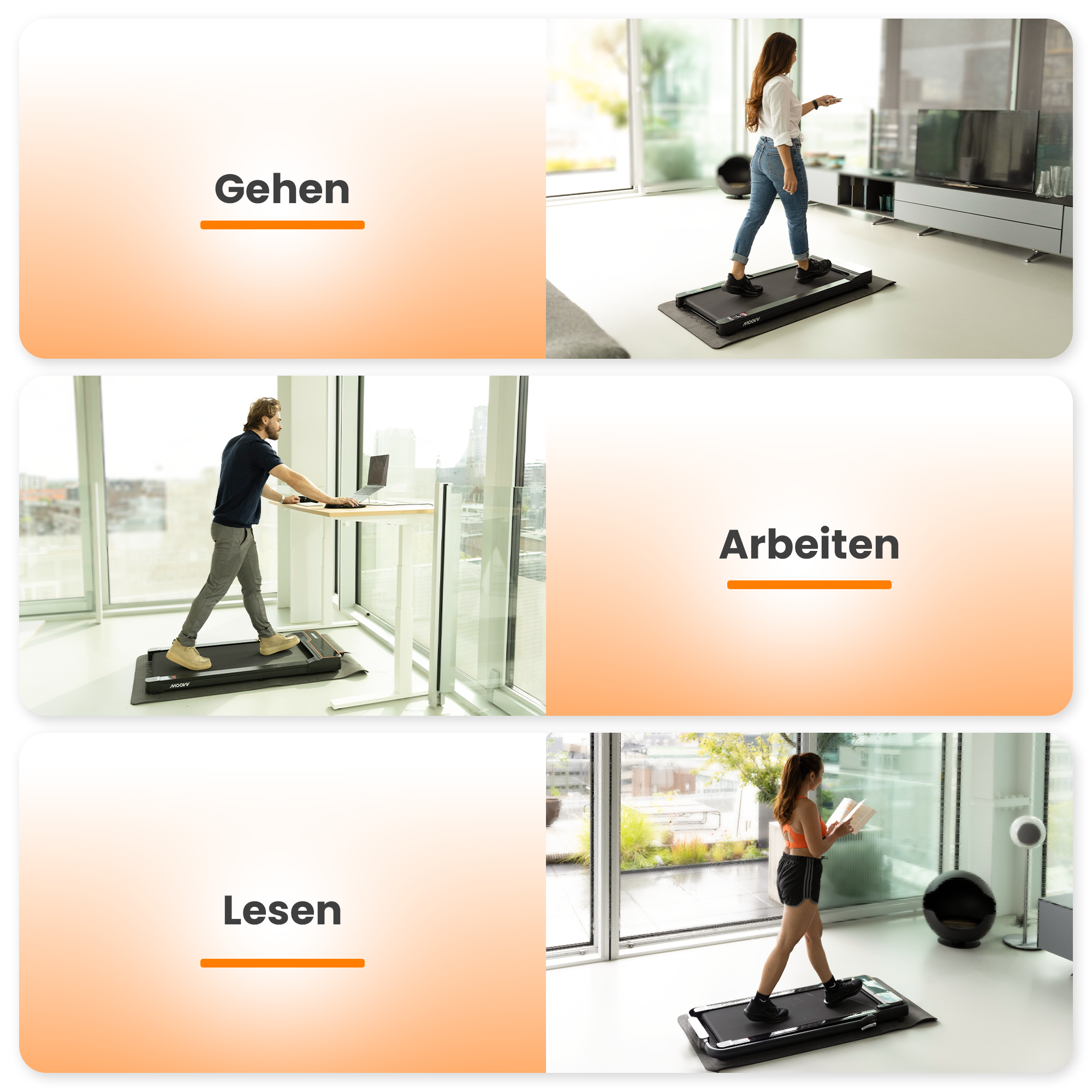 Moovv SmartStep v2 - Walking Pad / kleines Laufband, 1–6 km/h