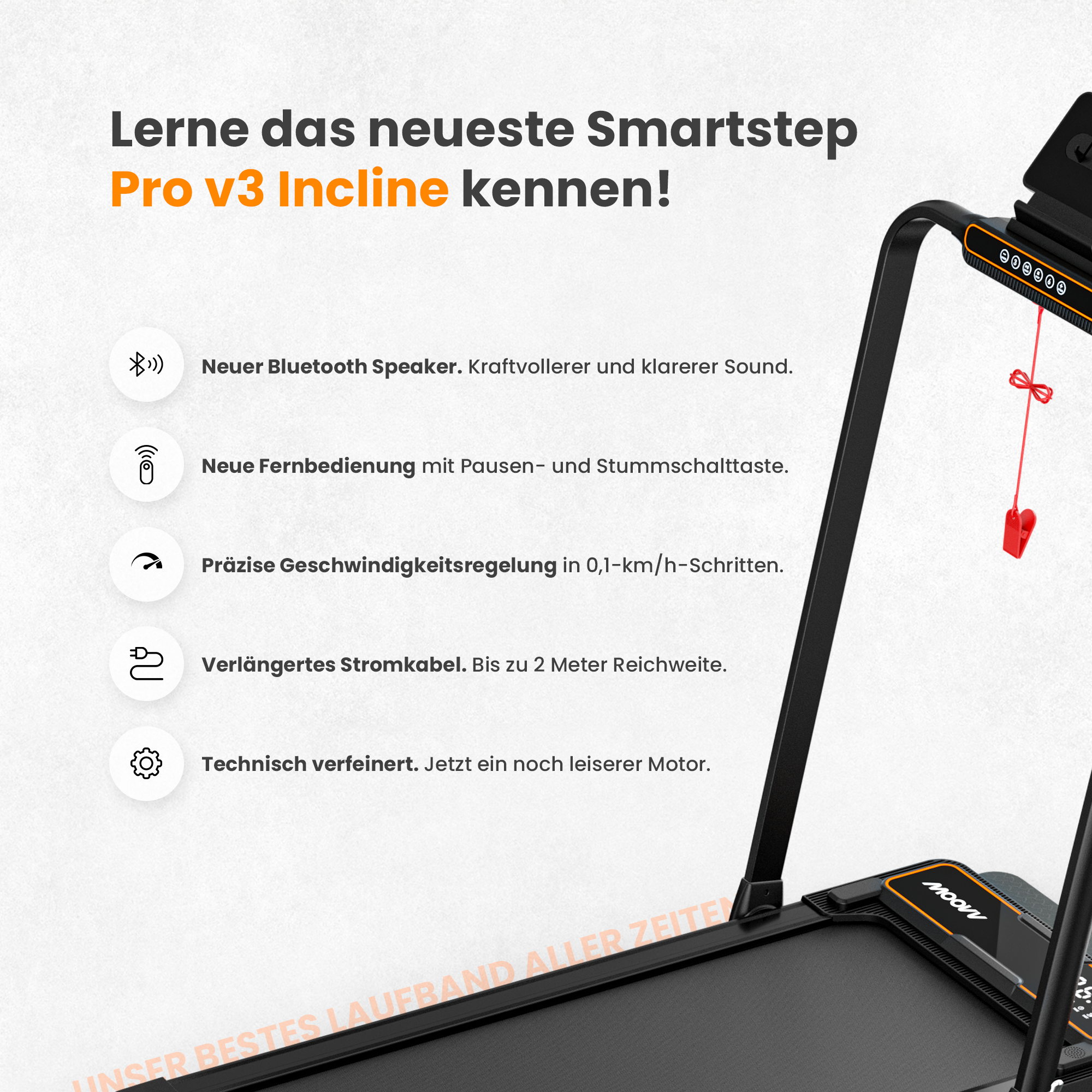 Moovv SmartStep Pro v3 Incline - Laufband mit Steigung (6 %), 1–12 km/h