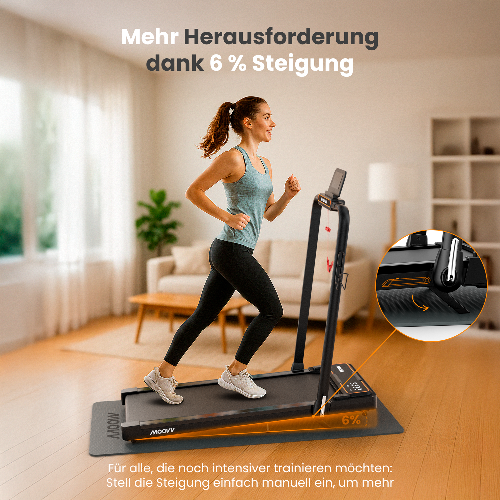 Moovv SmartStep Pro v2 Incline - Laufband mit Steigung (6 %), 1–12 km/h
